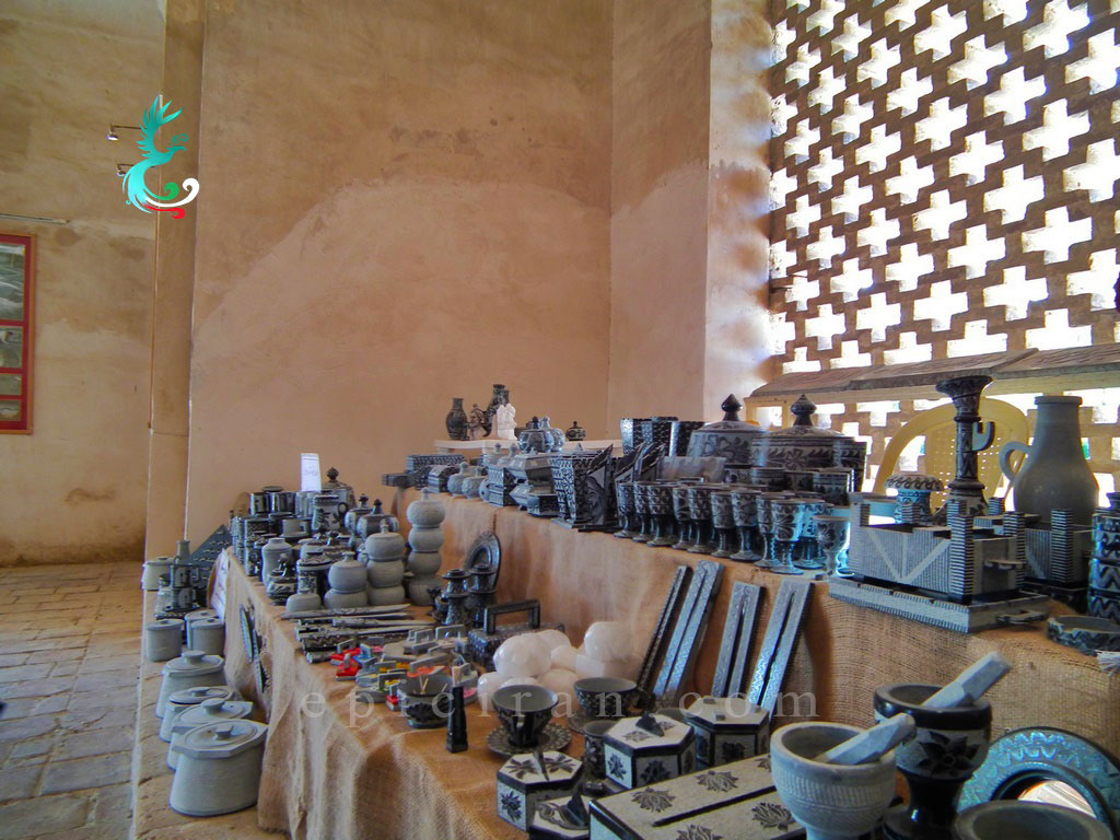 some stone crafts in a handicrafts shop in Haruniyeh Dome in mashhad