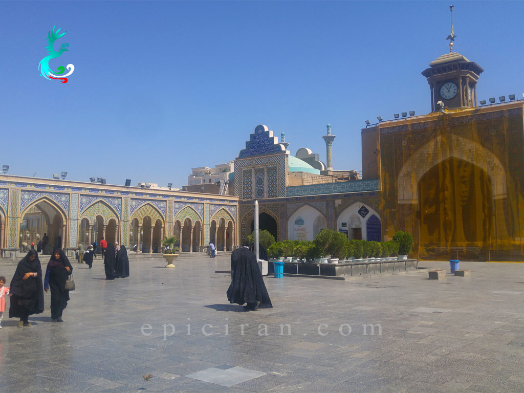 people on the main sahn of Shah Abdul Azim Shrine in tehran