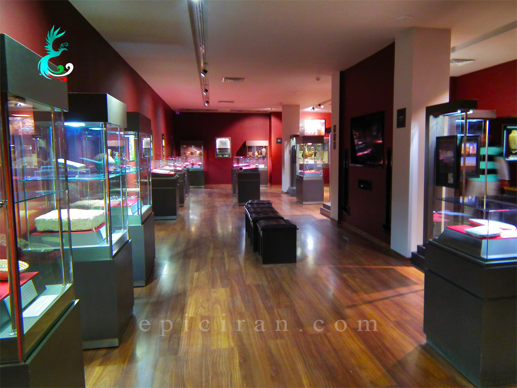 a hall in Gorgan archeological museum for ancient object showcases