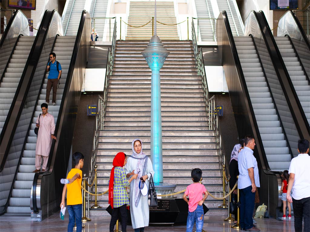 stairs that reach to the main entrance of milad tower
