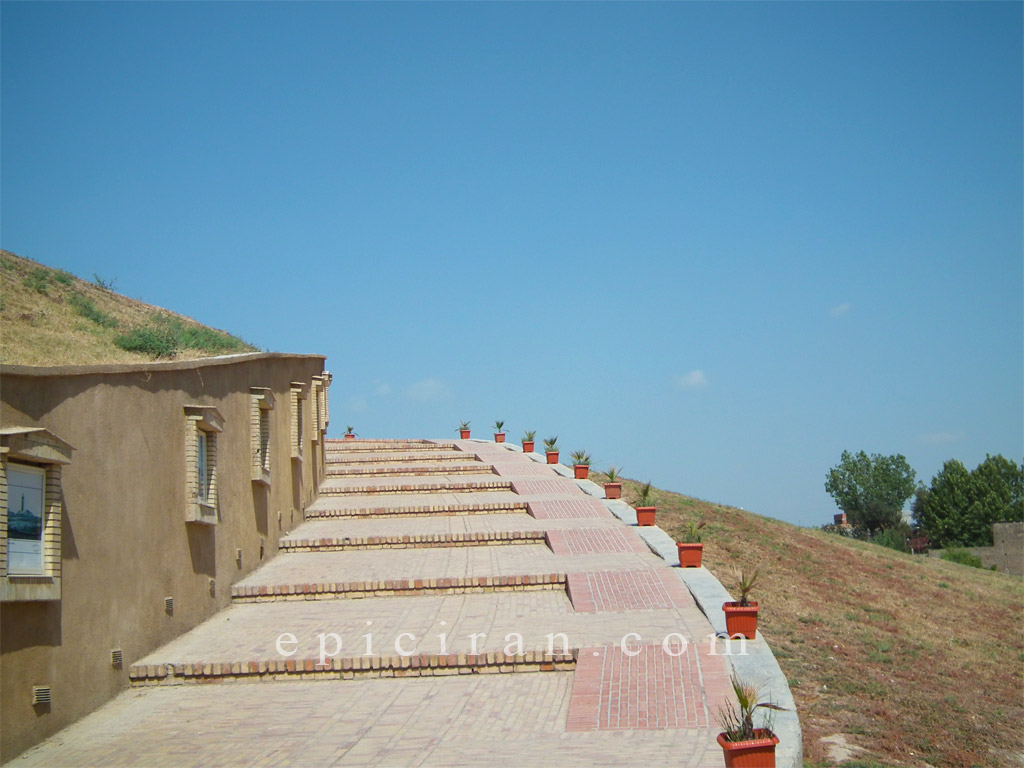 stairs that reach to gonbad-e qabus in iran