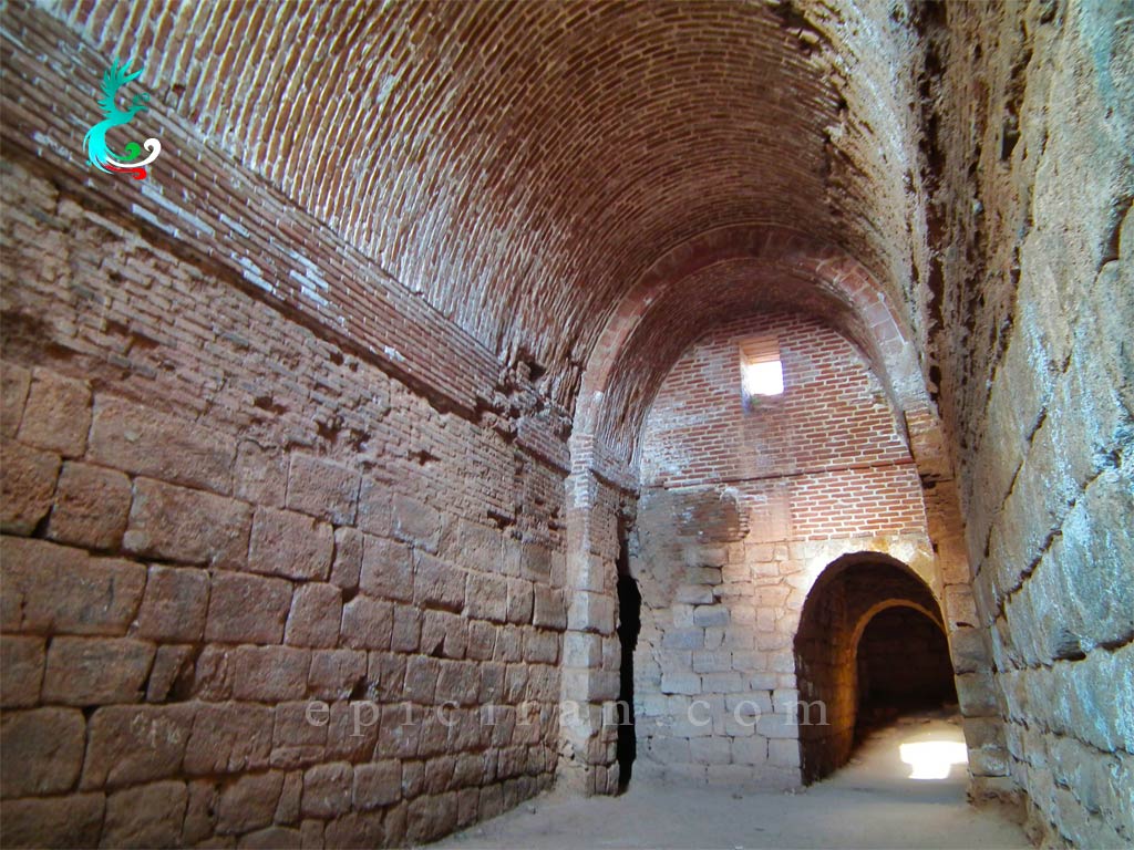 inside the one of ancient halls in Takht-e Soleyman in Takab