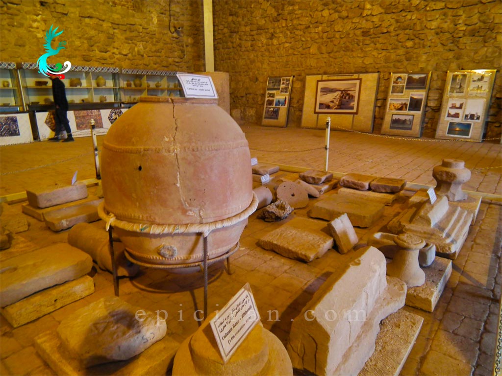 some ancient objects in a museum in Takht-e Soleyman in Takab