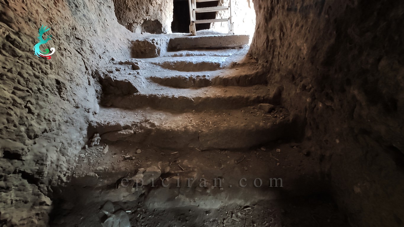 ancient stairs of kogan cave from up view