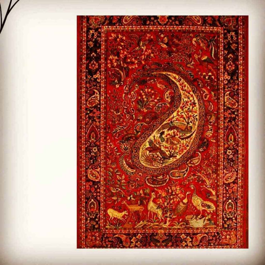 paisley design of red persian rug