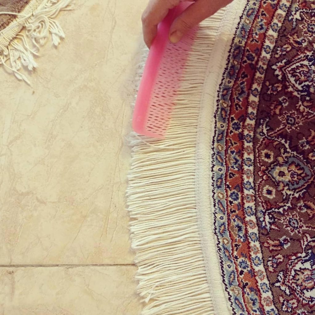 combing fringe of persian rug