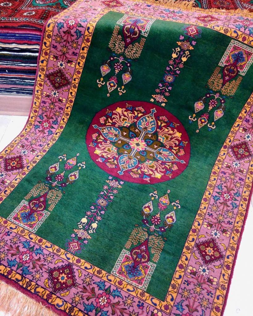 do not hand purple and green rug to take care of persian rug