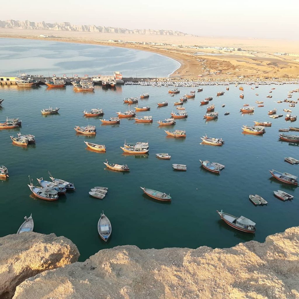 many boats are fishing in bris beach in iran