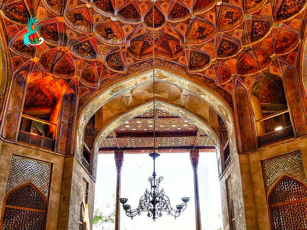 inside decorations include muqarnas of hasht behesht palace in isfahan
