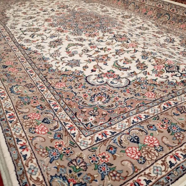 medium size white and brown persian ardakan rug